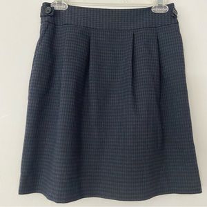 Halogen Navy Blue and Black Checked Pleated A-Line Skirt